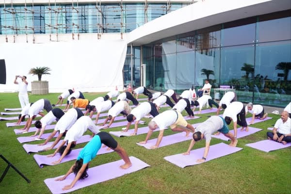 Early morning yoga session led by Dr. Tejaswini Manogna